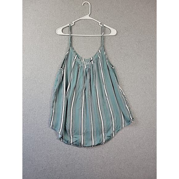 Torrid Green Striped V Neck Spaghetti Strap Beachy Flowy Tank Top Womens Plus 1X - Picture 1 of 11